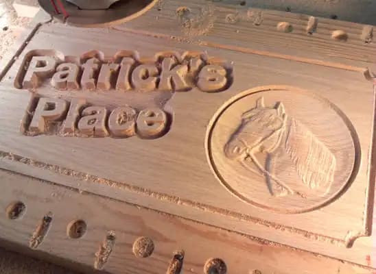 CNC carved oak sign